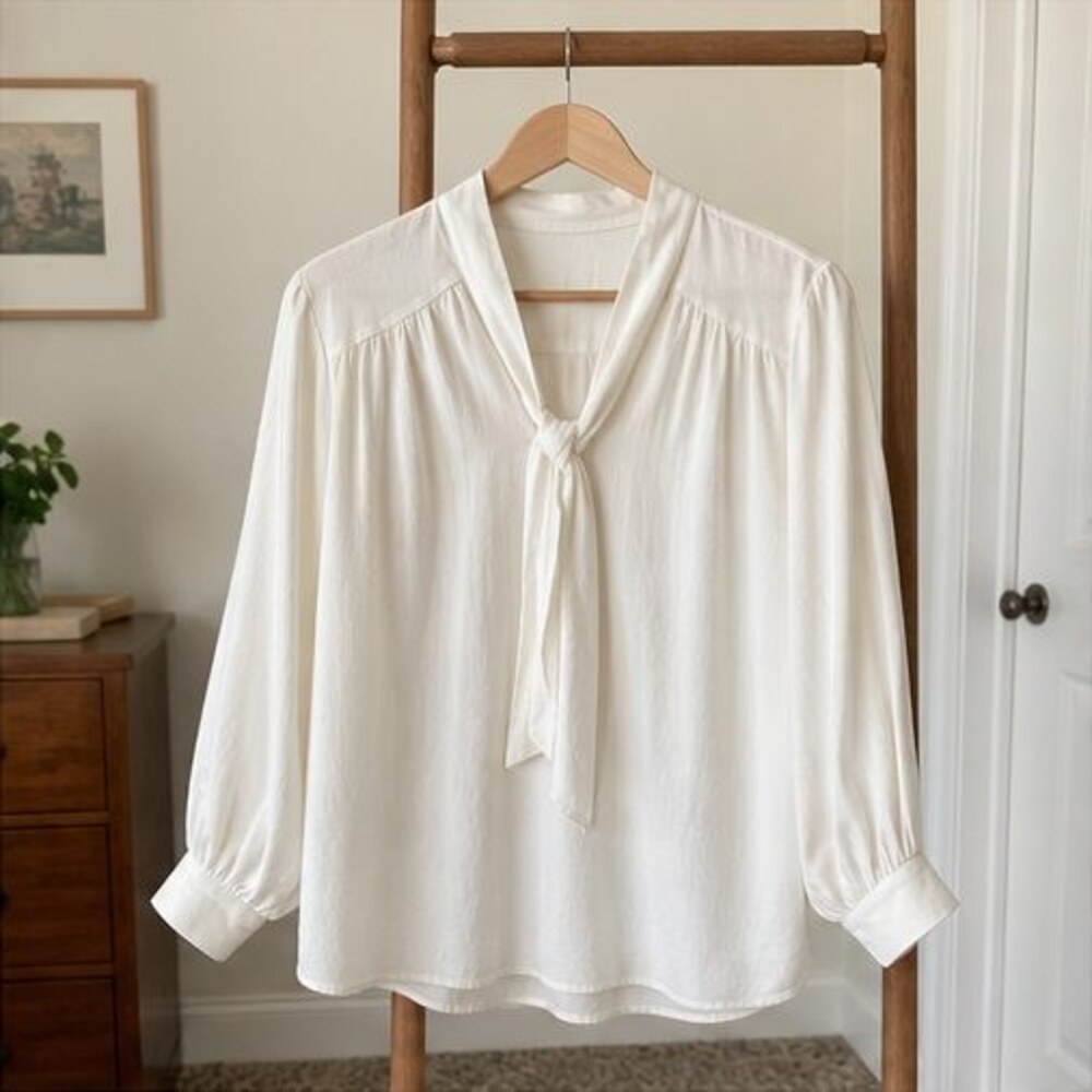 Ivory Tie Neck Blouse